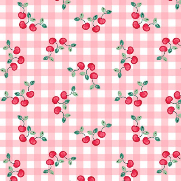 SALE Cherries on Gingham  - Baker's Dozen Collection -  Quilting Treasures -  29722-P Fabric by the Yard