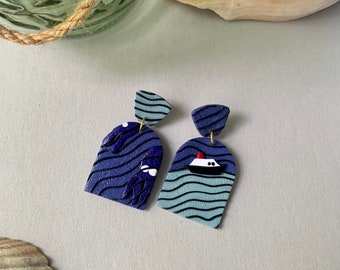 Ponyo Inspired Polymer Clay Earrings | Cute Nautical Earrings | Ghibli Anime Earrings