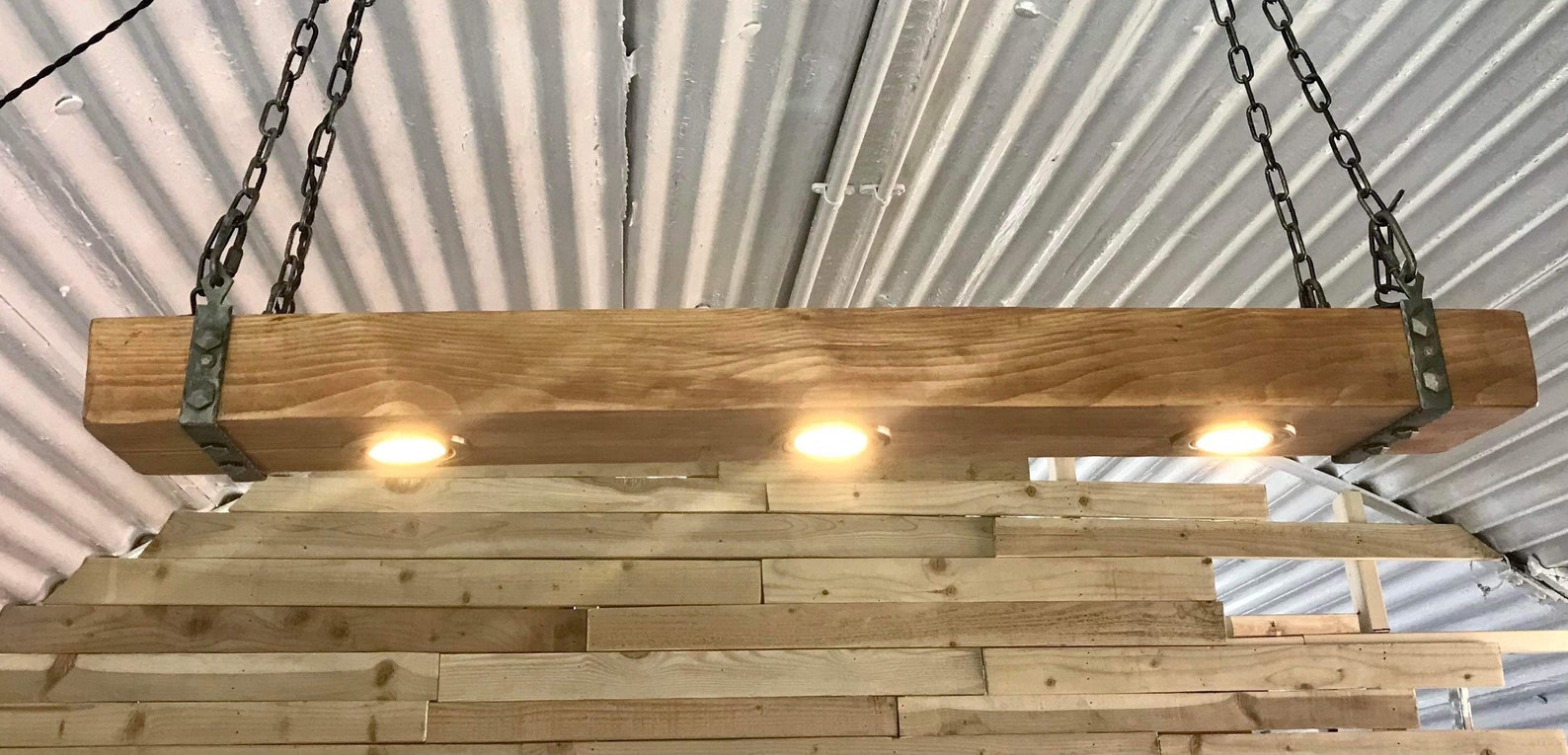 Stunning Rustic Reclaimed Wooden Beam Light. Antique Brass Led Etsy