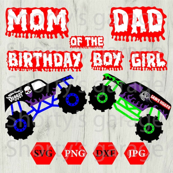 Download Monster Truck SVG BIRTHDAY set Grave Digger and Son-uva | Etsy