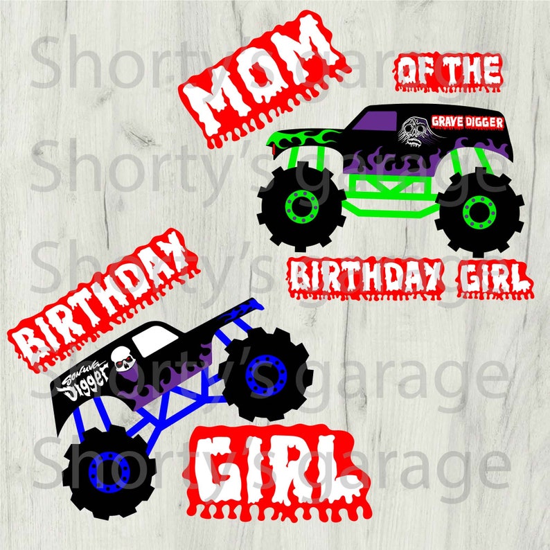 Download Monster Truck SVG BIRTHDAY set Grave Digger and Son-uva | Etsy