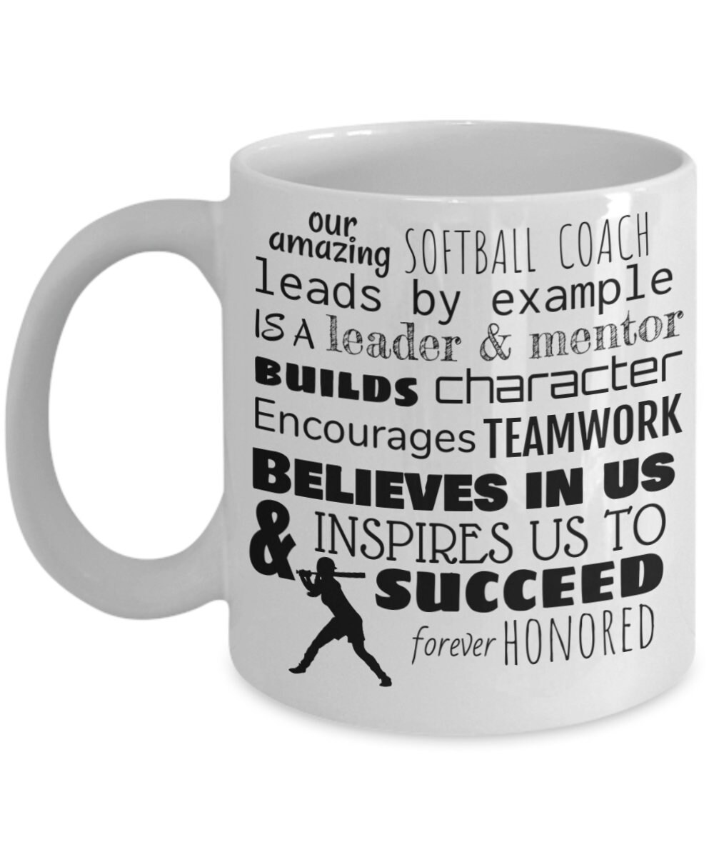 Softball Coach Coffee Mug, Best Coach Softball Cup, Girls Softball Team