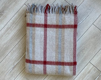 Scottish Tartan Plaid Blanket, wool blanket,Merino wool, soft wool blanket, warm blanket, cozy blanket, Beige blanket 7.2x5.25 ft,220x160 cm