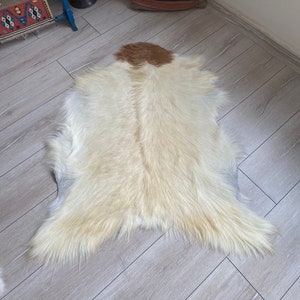 Natural Goatskin rug, goat hide, Goatskin pelt ,Genuine leather, Goatskin Rug, 90x70cm, 3 x 2,3 ft
