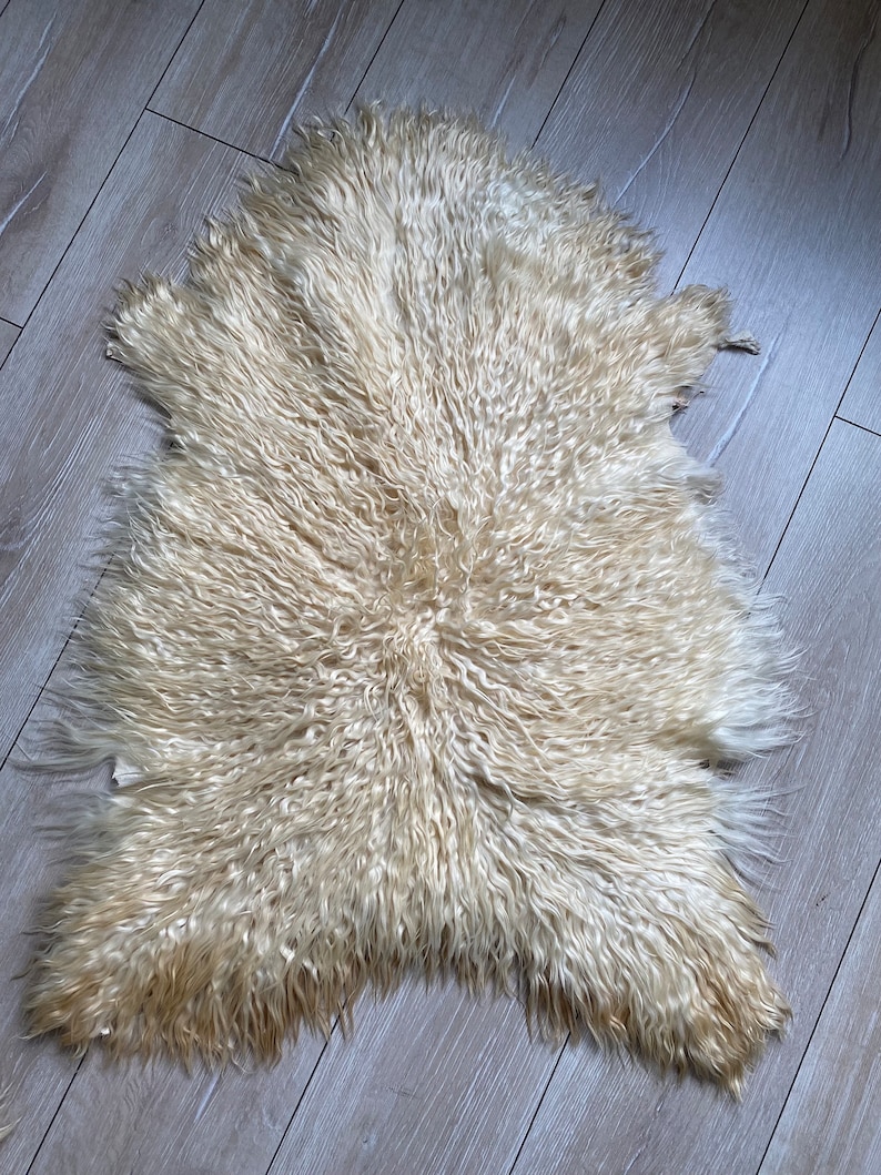 Set of 2, Natural curly sheepskin, Genuine sheepskin, upholstery sheepskin, chair cover sheepskin, Home decor, mohair sheepskin, 85x65 cm image 2