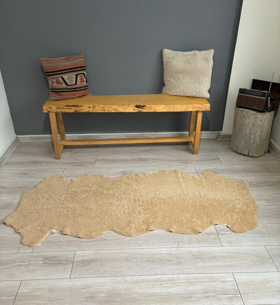 Genuine Sheepskin Area Rug Bench Cover Light Camel Sheepskin Throw home Decor curly Fur Shearling Sheepskin chair Cover 180x70 Cm 6x2 3ft Etsy
