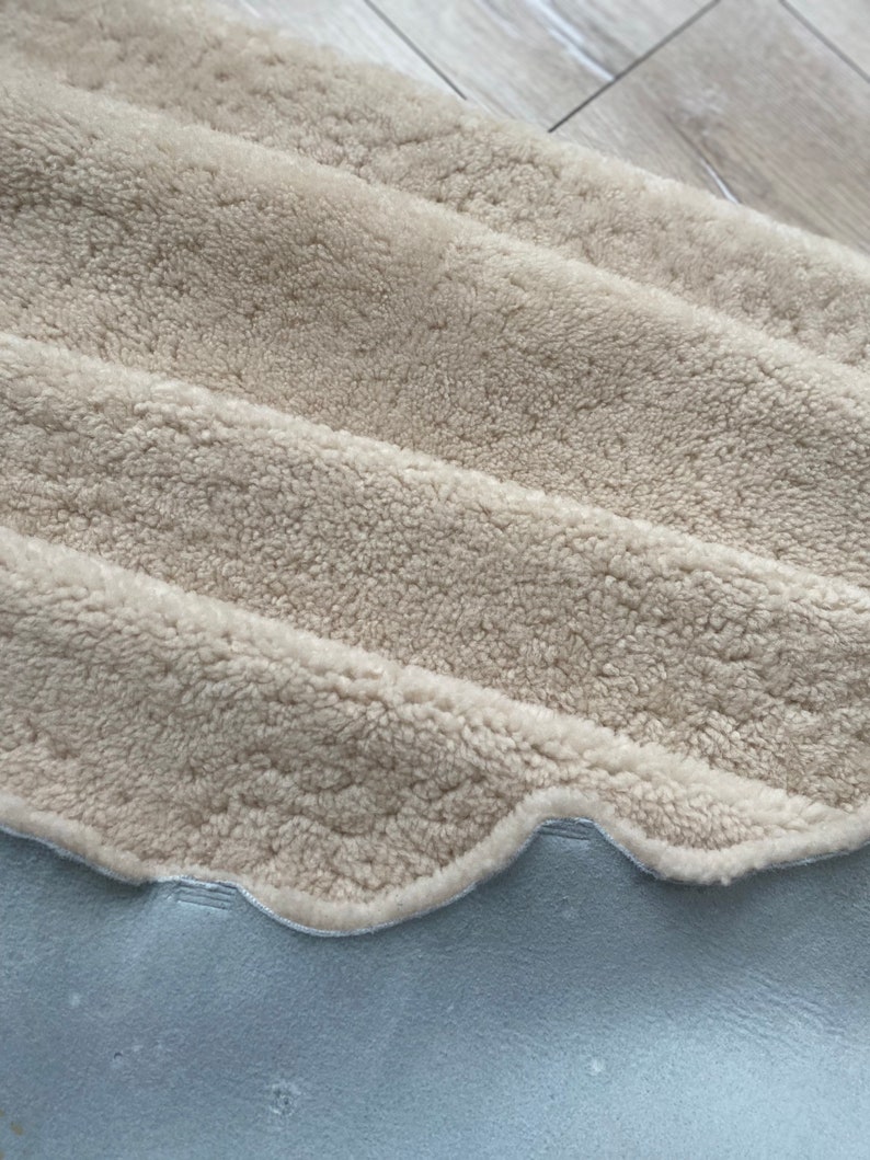 Genuine sheepskin rug, upholstery sheepskin, off white, short fur shearling, fur sheepskin, curly sheepskin, chair cover,3,3 x 2,3 ft image 9