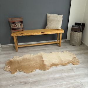 Genuine sheepskin area rug, bench cover,Light camel, sheepskin throw,Home Decor, short fur shearling sheepskin,chair cover,180x70 cm,6x2,3ft