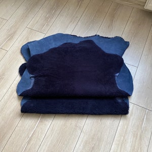 Set of 2 Australian Sheepskin,Genuine sheepskin Rug, sheepskin upholstery,short fur shearling, curly sheepskin,chair cover 90x60cm,navy blue