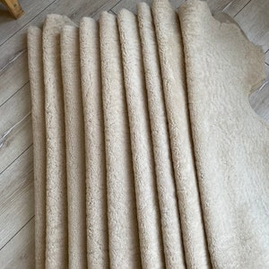 Genuine sheepskin rug, upholstery sheepskin, off white, short fur shearling, fur sheepskin, curly sheepskin, chair cover,3,3 x 2,3 ft image 6