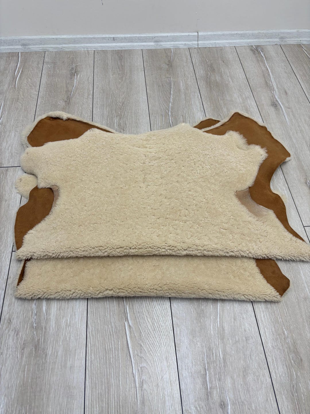 Set of 2 Australian Sheepskin Rugs, Natural Cream Shearling, Genuine ...