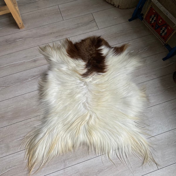 Natural goatskin rug ,Goat hide ,Genuine leather, Goatskin Rug,90x70 cm, 3.0 x 2.3 ft