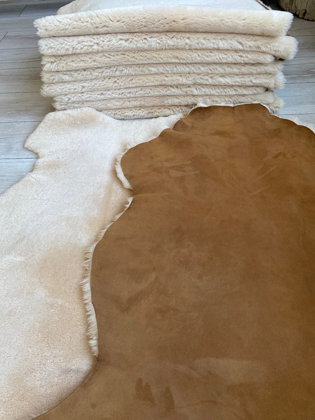 Tan Suede Back Shearling Sheepskin, Sheepskin Upholstery, Short Wool ...