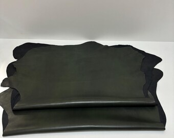 2 pcs ANTIQUE Green  Premium Quality Lambskin,Lamb leather,Soft thin leather,Lambskin Hide, 10-12 Sgft, Thickness 07-08 mm