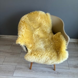 Sheepskin, Organically Tanned Sheepskin, Natural Sheepskin, Australian Sheepskin Rug, Genuine Sheepskin, Yellow Sheepskin,100x70cm 3.3 x 2.3