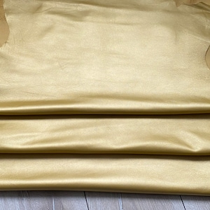 OURO METÁLICO Pele de cordeiro de qualidade premium, couro de cordeiro, couro fino e macio, pele de cordeiro, 5-7 Sgft, 35''x27'', espessura 0,8-1 mm-MT001