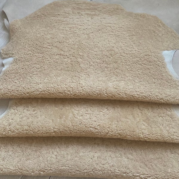 Genuine sheepskin rug, upholstery sheepskin, Light Camel, short fur shearling, fur sheepskin, curly  sheepskin, chair cover,3,3 x 2,3 ft