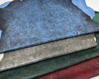 Premium Quality Distressed Leather,Vintage Lamb leather, Soft Lambskin Hide,5-6 Sgft, 32'x22'',Thick.07-08mm, sheep leather