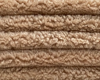Sheepskin Rug, Genuine Shearling, Short Wool Upholstery, Soft Chair Cover Decor, Camel Curly Sheepskin