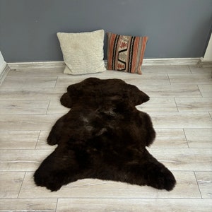 Sheepskin Rug, Natural Sheepskin, Australian Sheepskin, Genuine Sheepskin, Sheepskin Throw, Soft Sheepskin, 110x80 cm, Brown sheepskin