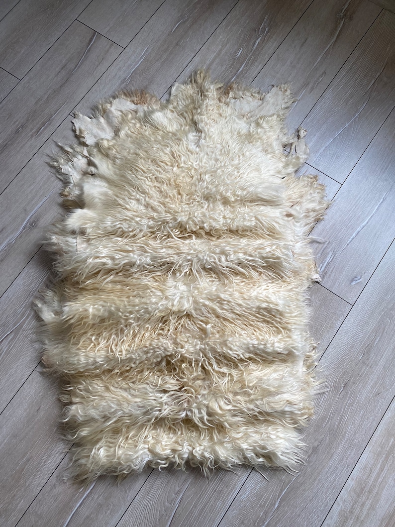 Set of 2, Natural curly sheepskin, Genuine sheepskin, upholstery sheepskin, chair cover sheepskin, Home decor, mohair sheepskin, 85x65 cm image 6