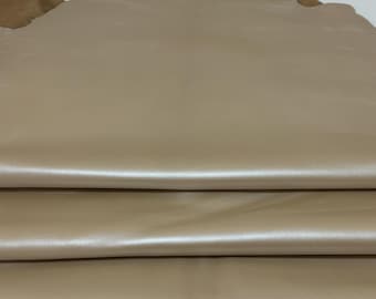 3 Pcs METALLIC BEIGE Premium Quality Lambskin,Lamb leather,Soft thin leather,Lambskin Hide, 5-7 Sgft, 35''x27'', Thickness 1.2 mm-MT001