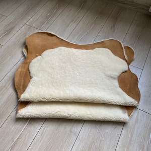 Set of 2 Australian Sheepskin, Genuine sheepskin Rug, sheepskin upholstery, short fur shearling, Cream, curly sheepskin,chair cover 100x70cm