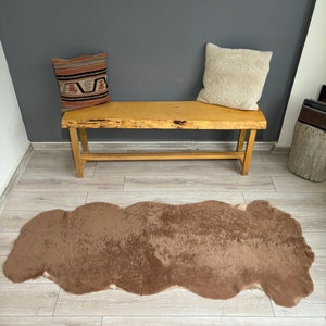 Genuine sheepskin area rug, bench cover, light Brown, sheepskin throw,Home Decor,curly fur shearling sheepskin,chair cover,180x70 cm,6x2,3ft