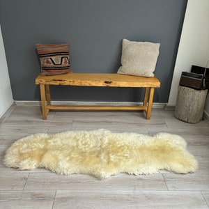Sheepskin Rug, Organically Tanned Sheepskin, Double Sheepskin, Australian Sheepskin Rug, Genuine Sheepskin, Creamy White ,180x70 cm,6x2,3ft