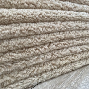 Genuine sheepskin rug, upholstery sheepskin, off white, short fur shearling, fur sheepskin, curly sheepskin, chair cover,3,3 x 2,3 ft image 4