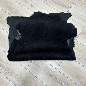 Set of 2 Australian Sheepskin, Genuine sheepskin Rug, sheepskin upholstery, short fur shearling, black, curly sheepskin,chair cover 90x60 cm