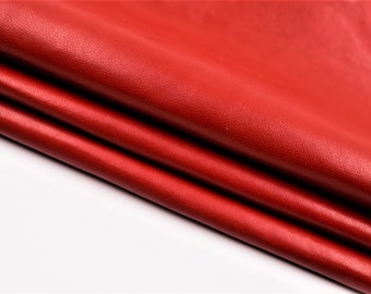 Premium Quality Lambskin,Red Lamb leather,Soft thin leather,Lambskin Hide, 5-7 Sgft, 35''x25'', Thickness 0,5-0,7 mm
