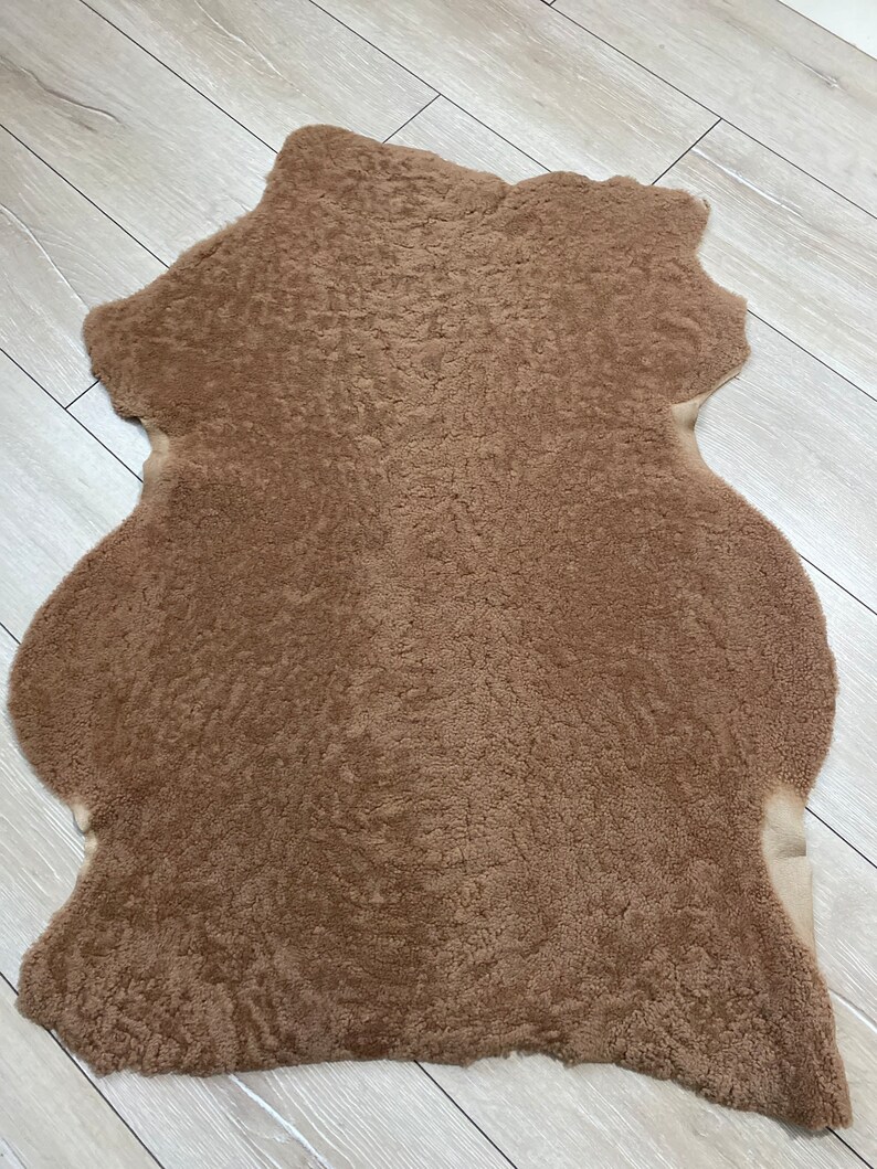 Set of 2 Australian Sheepskin Rugs: Short Fur Curly Shearling - Light ...