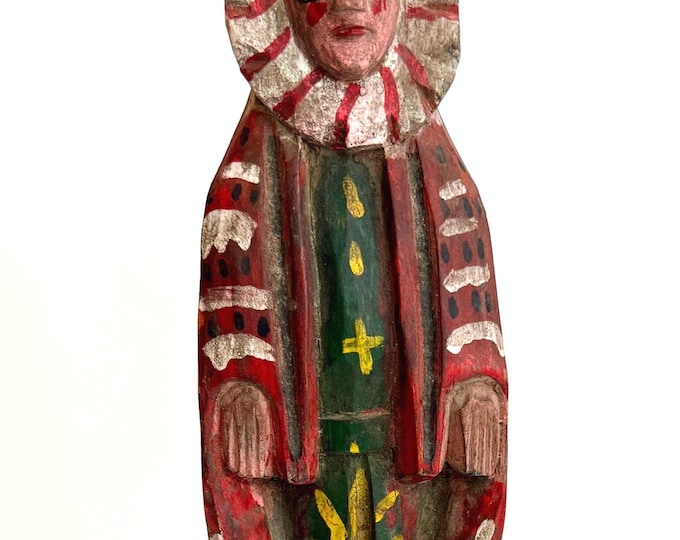 Hand Carved Wood Santo Bulto Carving Bulto Vintage Southwest Religious Folk Art Figure Art Object Rusti Hand Painted Finish