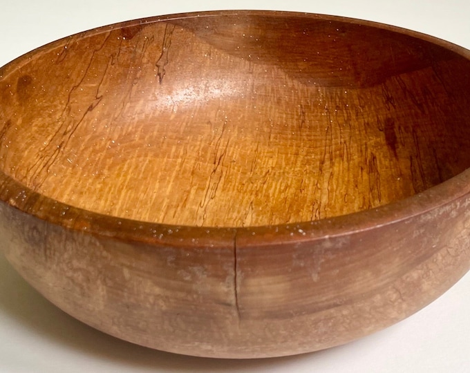 Rustic Solid Wood Bowl Handmade in Occupied Japan Mid Century Vintage Wood Salad Mixing Bowl Thick Solid Wood Round Circle