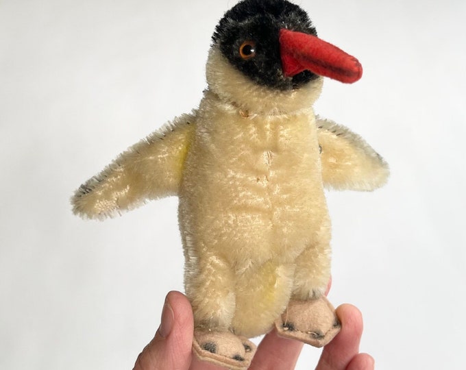 Vintage Steiff Mohair Penguin Pup Made in Germany Antique Collectible Stuffed Animals Dolls Soft Mohair Felt Beak Feet