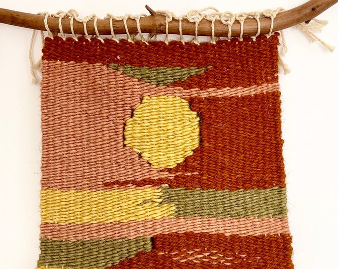 Southwest Wool Weaving Wall Hanging Handwoven Desert Neutral Western Tones Small Size Wall Art