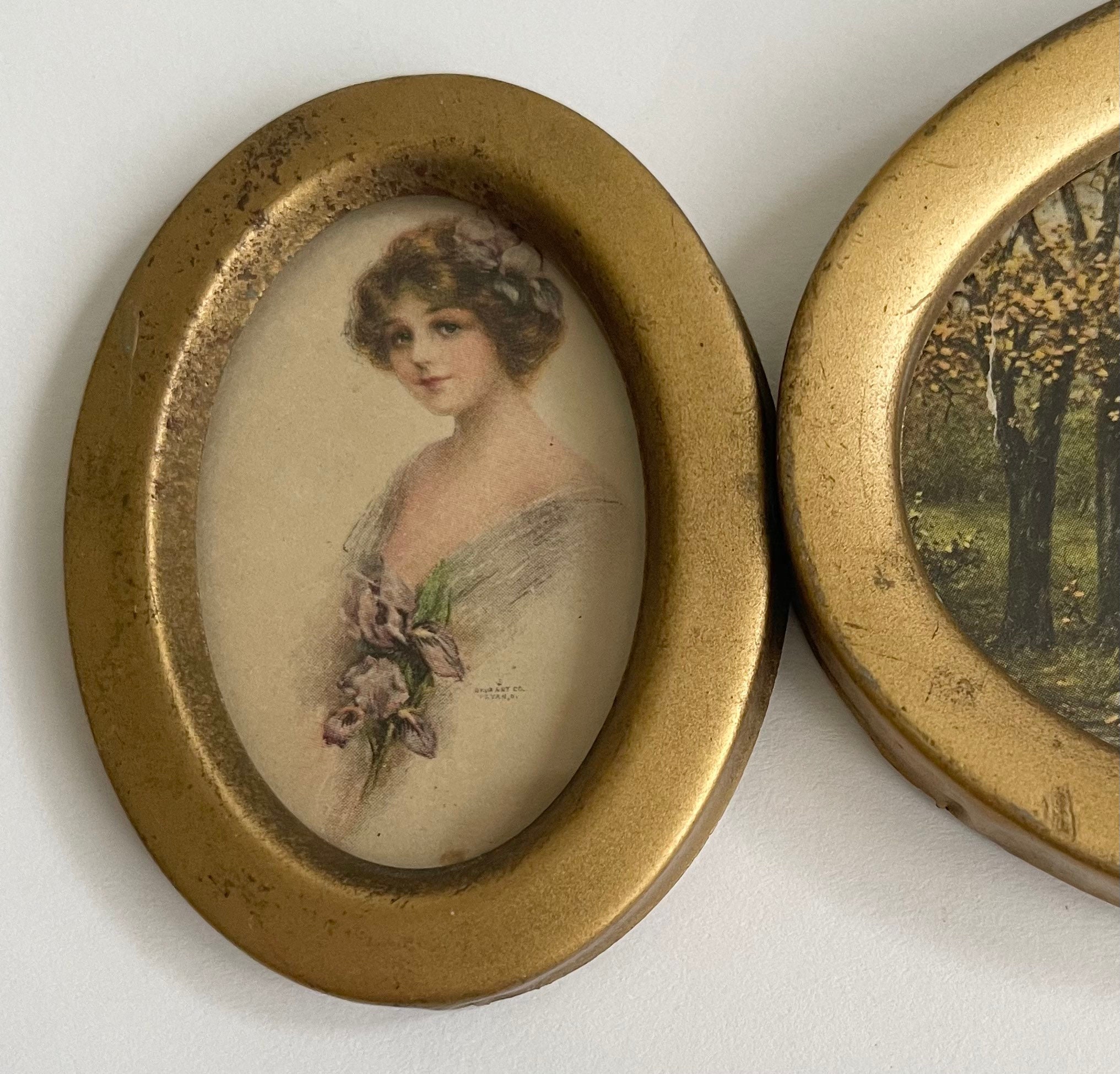 Small Victorian Style Wall Hanging Female Bust Nature Landscape Scene