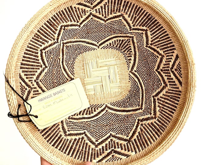 Vintage Neutral Hwange Basket Bowl Zimbabwe Artisan Handwoven