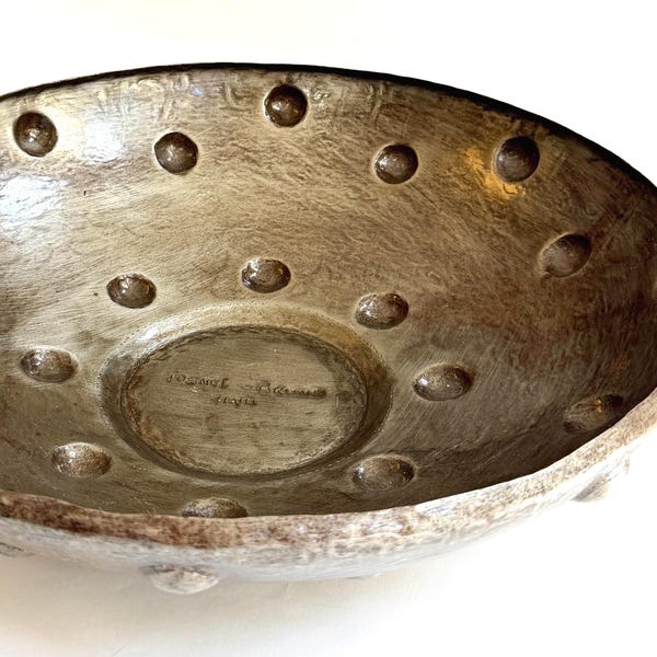 Large Josnel Bruno Bowl Signed Handcrafted 17" Decorative Art Object