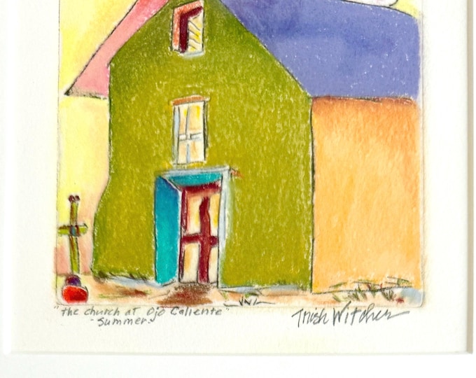 Signed Vintage Southwest Church at Ojo Caliente New Mexico Art
