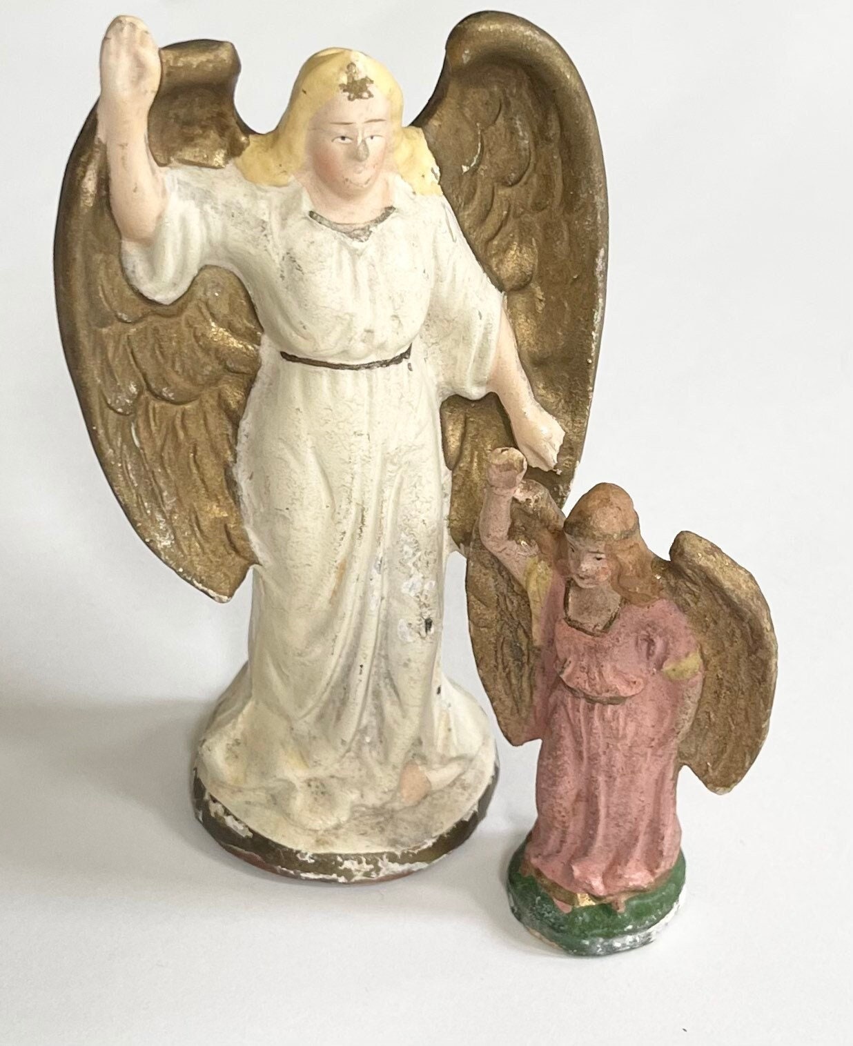 Two German Nativity Angel Figurines Vintage Antique Nativity Set