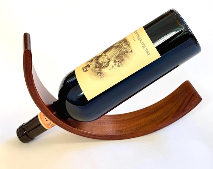 Curved Wood Wine Holder Vintage Sculptural Minimalist Smooth Semicircle Wine Bottle Stand