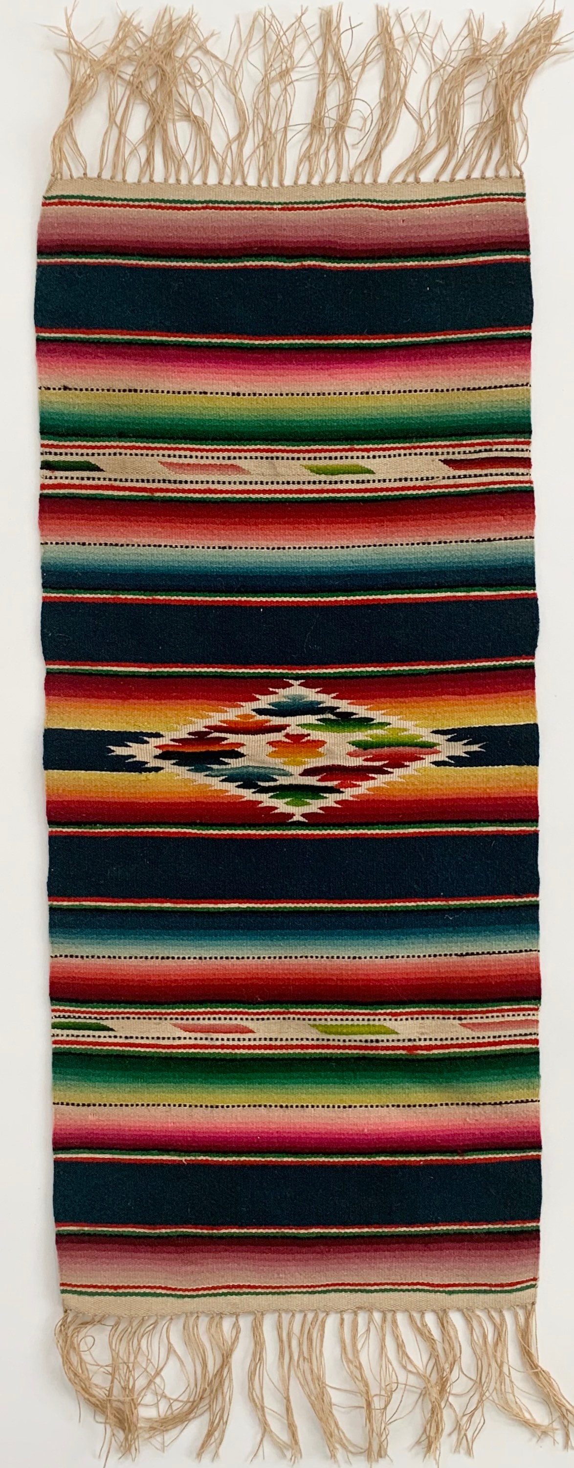 Antique Mexican Serape Mat Table Runner Dresser Scarf Table Top Linen