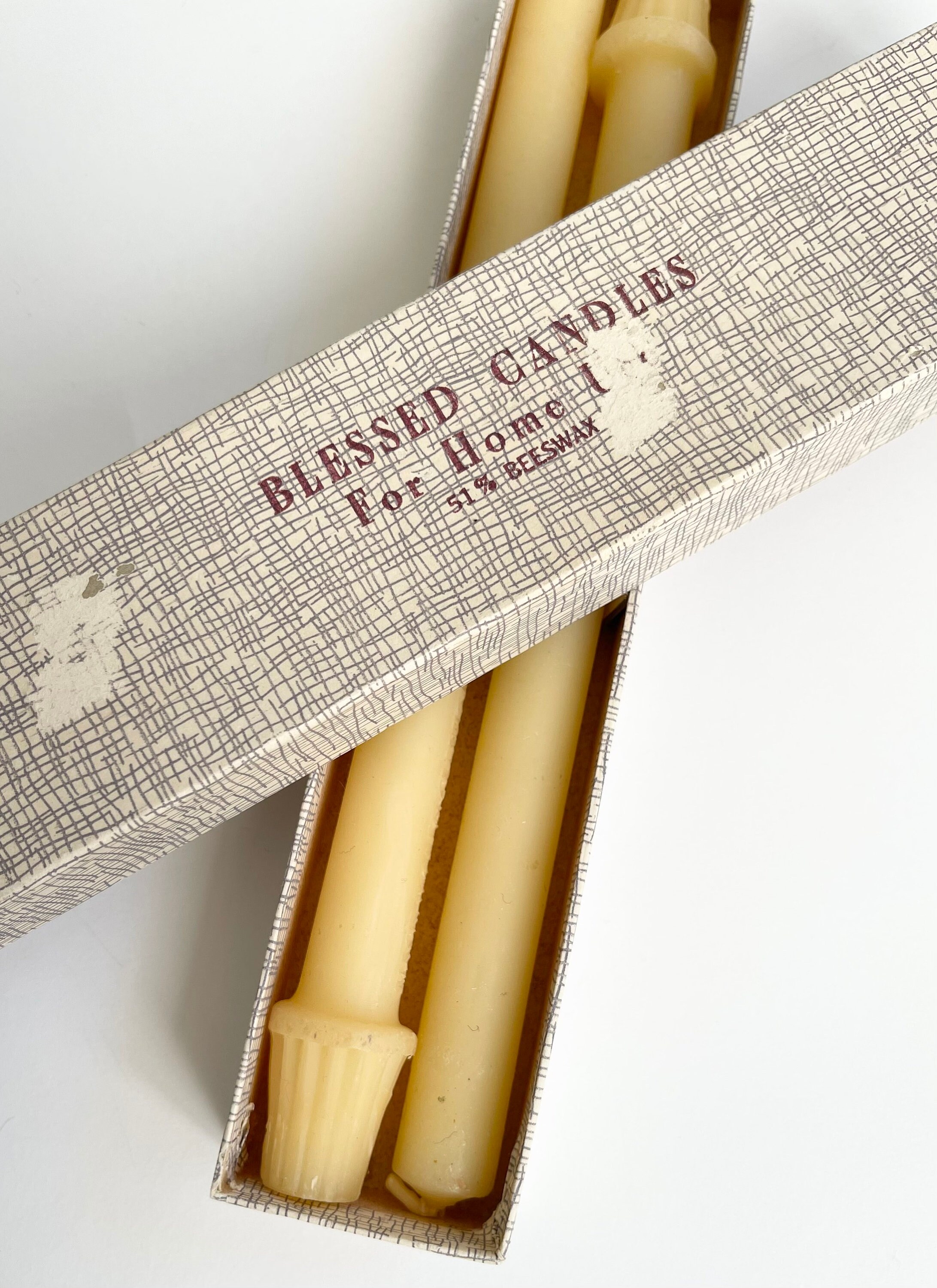 Religious Blessed Beeswax Candle in Original Box Set of Two Sacramental