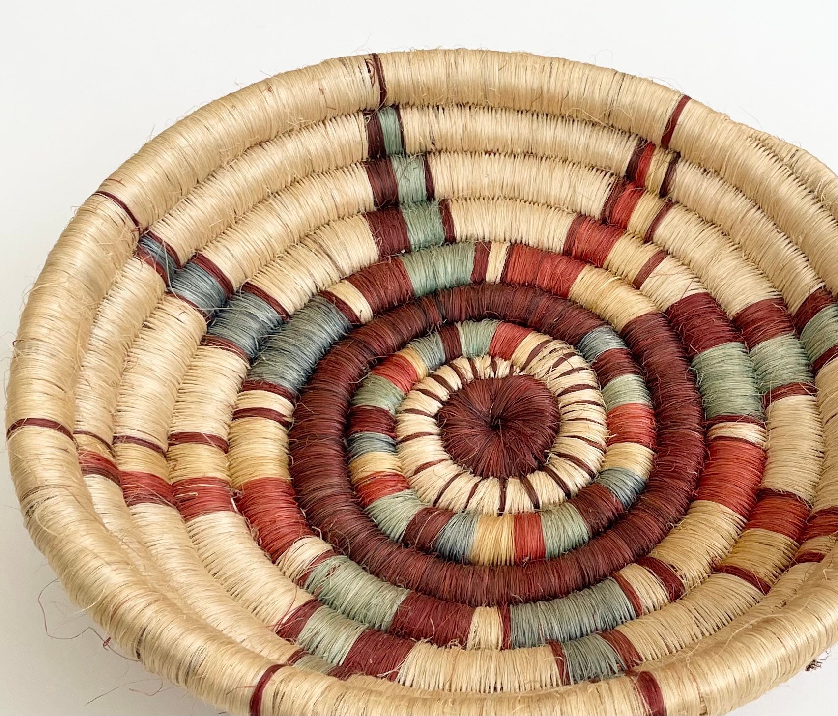 Kenyan African Basket Bowl Heavy Large Solidly Crafted Vintage Artisan