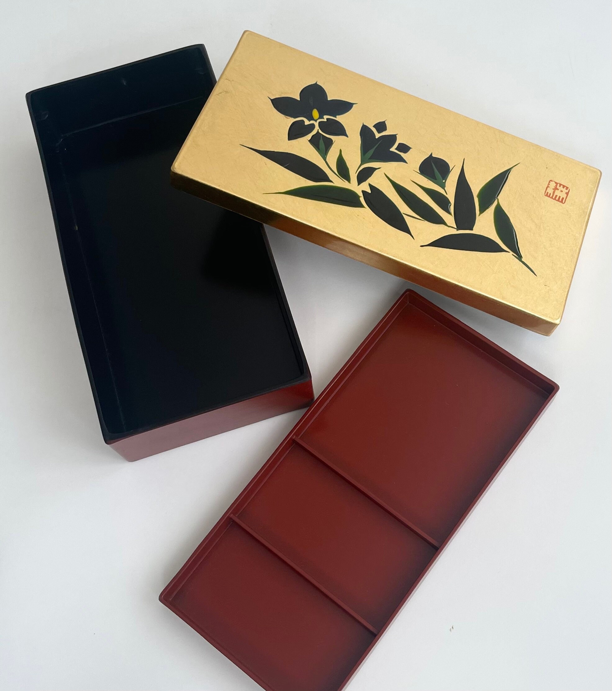 Lacquered Bento Box Hegime Shokado Black 9-Sun ABS