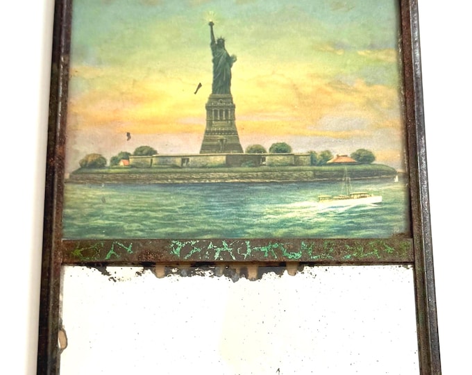 Antique New York City Mirror 1930's/40's Statue of Liberty Advertising Souvenir