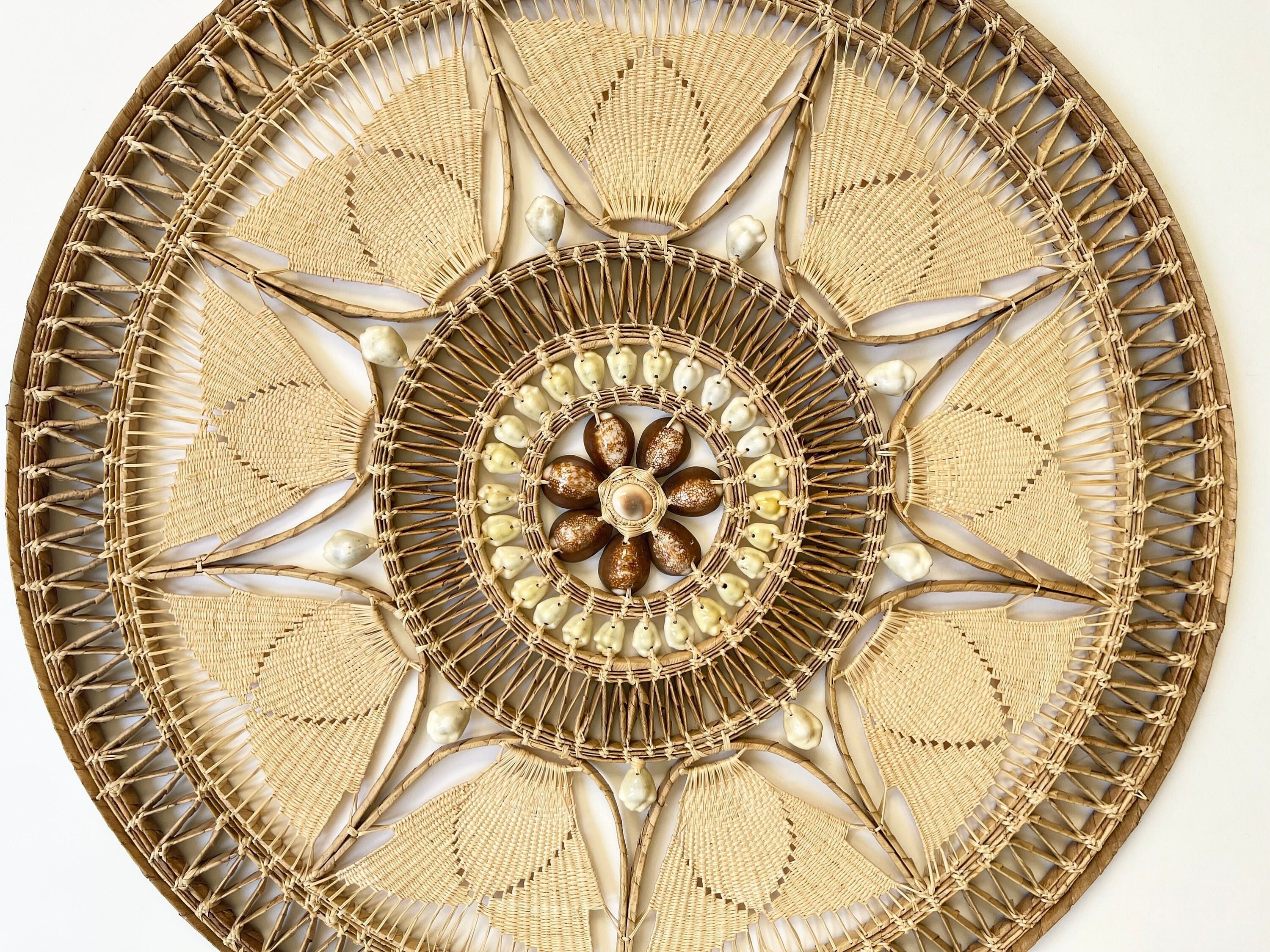 Boho 70s Straw Wall Decor Wall Art Wall Hanging Natural Beige Etsy