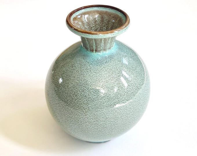 Rare Nicodemus Pottery Vase Pot Vintage Signed Americana Pottery Glazed Speckled Mottled Blue Green Aqua Turquoise Brown 5.5" Tall